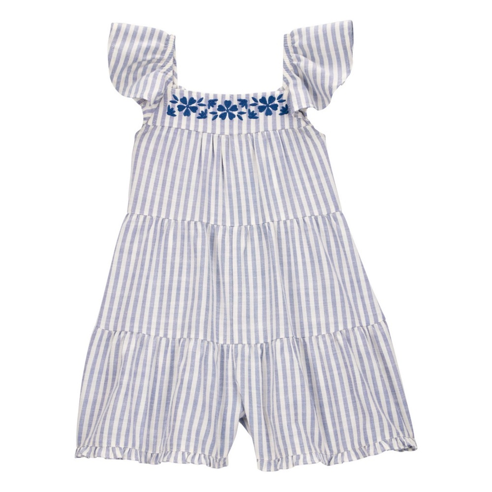 Carter's Blue and White Striped Romper